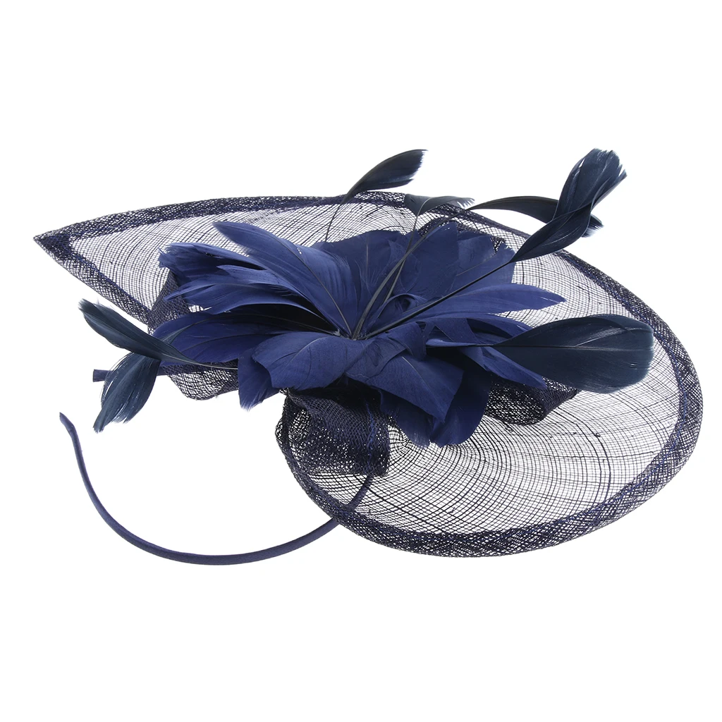 Women Lady Bridal Feather Fascinator Cocktail Party Hats Headpieces Headband