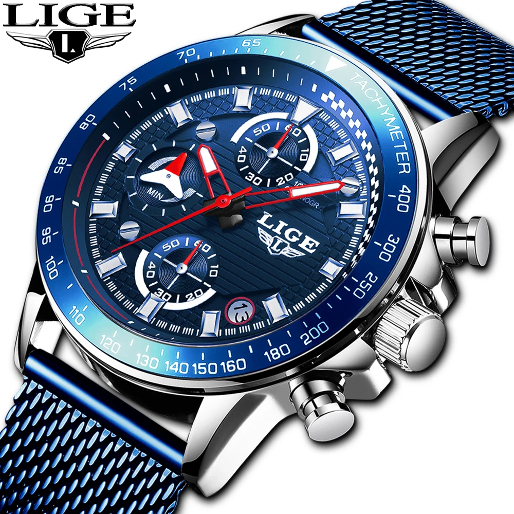 

LIGE 2019 Mens Watches Top Brand Luxury Waterproof Fashion Watch Quartz Watch Men Sport Chronograph reloj hombre dropshipping