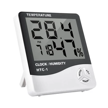 

Thermometer Black & White Table Clock Humidity Hygrometer Digital Multi Function Tools Household Family Intelligence Room