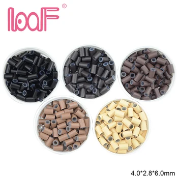 

LOOF 1000pcs 4.0*2.8*6.0mm Silicone Copper Micro Rings/Tubes/Beads For U-Tip/I-Tip Human Hair Extension Tools 5 colors