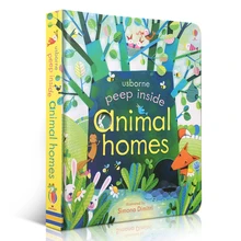 Usborne Peep Inside Animal Homes dowiedz się angielskiego słowa 3D Flap Picture Books Baby English Books dla dzieci wczesne zabawki edukacyjne tanie tanio Dla dzieci w wieku od 2 do 5 lat 2010-teraz Książka planszowa