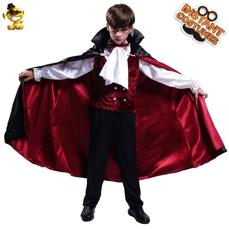 Костюм вампира на Хэллоуин для мальчиков, косплей, детская одежда «Люкс», «Принц вампира», XL наряды с плащом, Детские праздничные костюмы на Хэллоуин