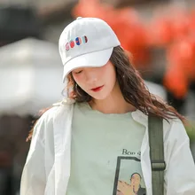 Ins маленькие свежие фрукты буквы вышивка бейсболки женские модные мягкие верхние остроконечные кепки для женщин Простые Джокер шапки для отдыха