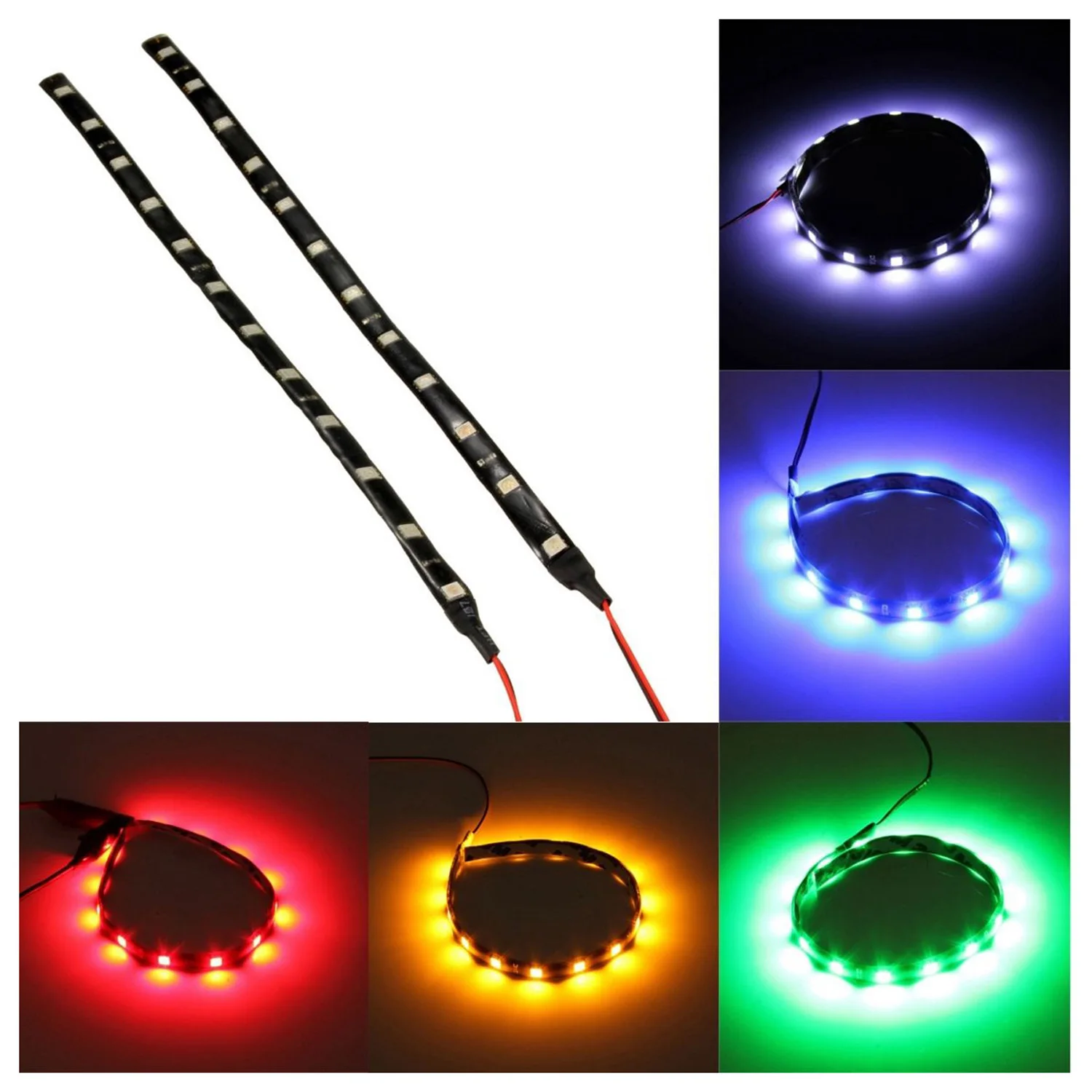 

2* 5050 SMD 12 LED IP65 Waterproof Flexible Strip Light 12V 3W For Car Home 30cm
