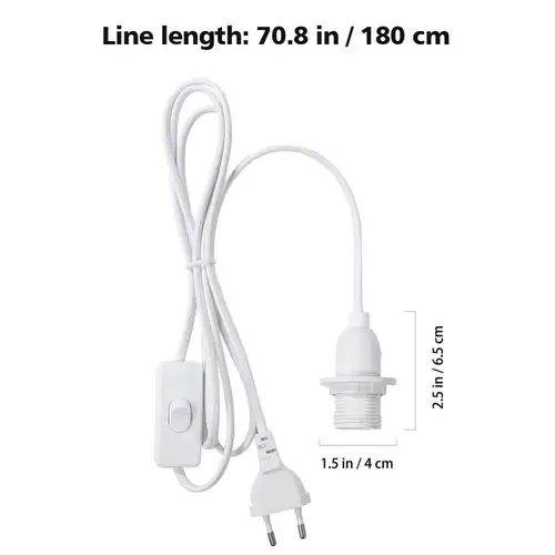 램프 베이스 홀더 전원 코드 케이블 1.8m E27 EU 걸이형 펜던트, LED 조명 기구, 램프 전구 소켓 코드 어댑터, 스위치 포함, 220V 4