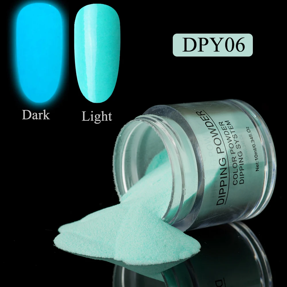 DPY-06 YAYOGE 10 цветов светящийся порошок для ногтей Блеск для ногтей светится в темноте погружающийся порошок светящийся порошок DIY Дизайн ногтей - Цвет: DPY-06