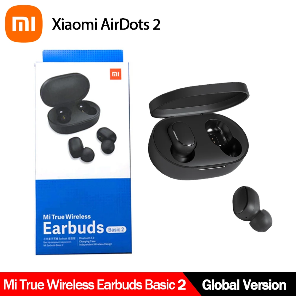 Xiaomi-auriculares Redmi Airdots 2 TWS, inalámbricos por Bluetooth 5,0, auténticos, básicos, 2, enlace automático, TWSEJ061LS