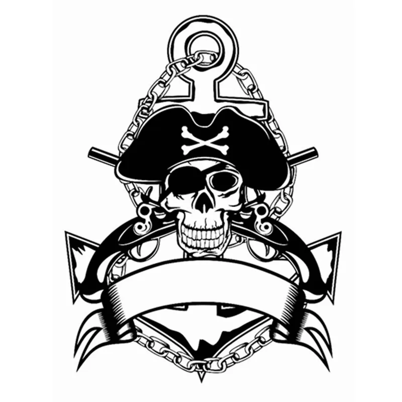 DCTAL Skull Pirate Pistol Anchor Sticker Punk Death Decal Halloween Devil Poster Name Car Window Art Wall Decals Parede