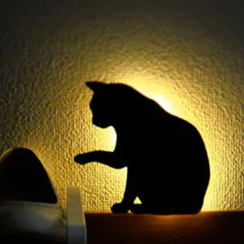 

Cat Vibration Sound Sensor Wall Light Silhouette LED Night Lamp Without Battery (Reaching Out Cat)