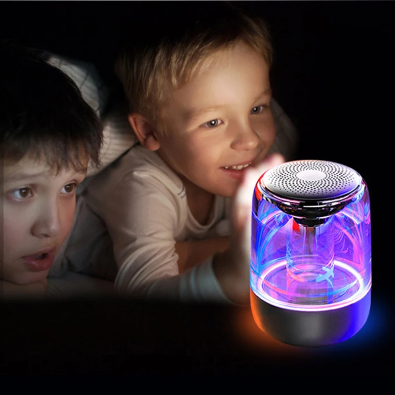 C7 Transparent Crystal Bluetooth Speaker LED Colorful Atmosphere Light HIFI Stereo Bluetooth Speaker TWS Speaker with Mic