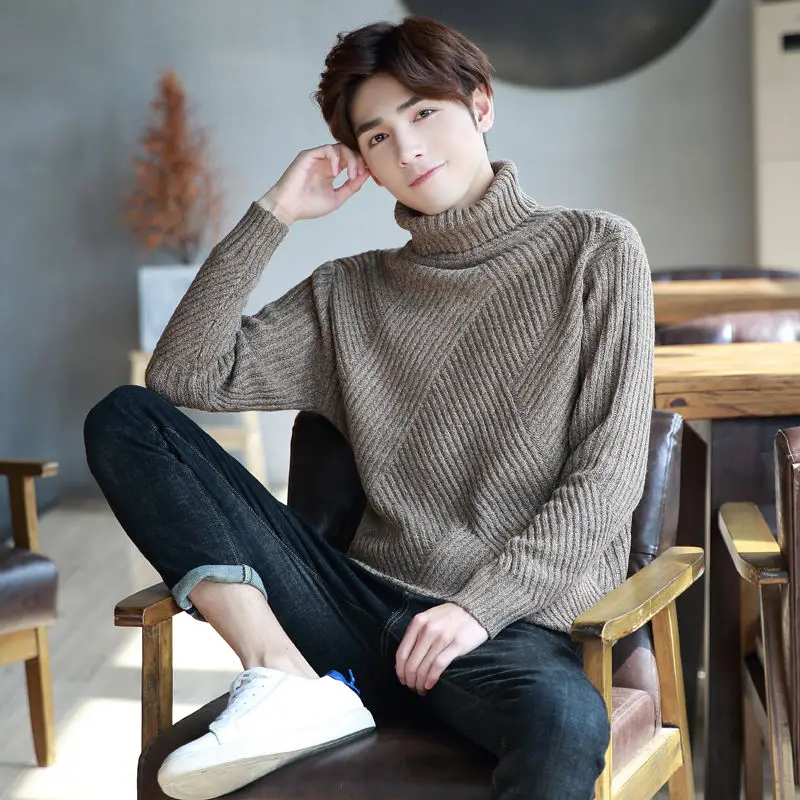

Winter Thick Sweater Men's Warm Fashion Solid Color Knitted Pullover Men Streetwear Wild Korean Sweaters Mens Clothes M-3XL