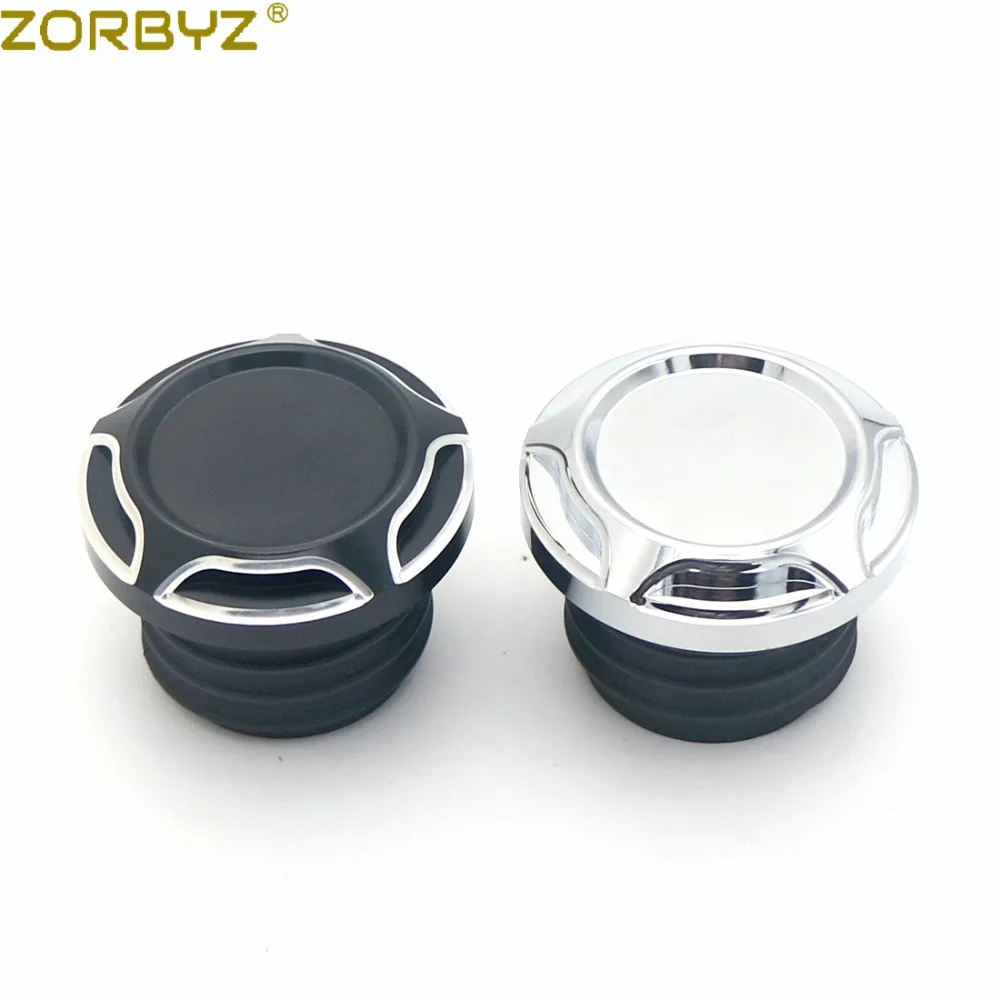 ZORBYZ Black / Chrome CNC Edge Cut Vented Gas Tank Cap Fuel Cap For Harley Sportster Dyna Softail