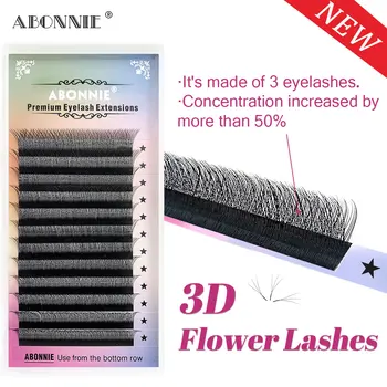 

Abonnie 3D Flower Lashes Software Supernaturally Artificial Eyelashes 8-12mm C Curl 0.05mm Eyelashes Extension Individual Lashes