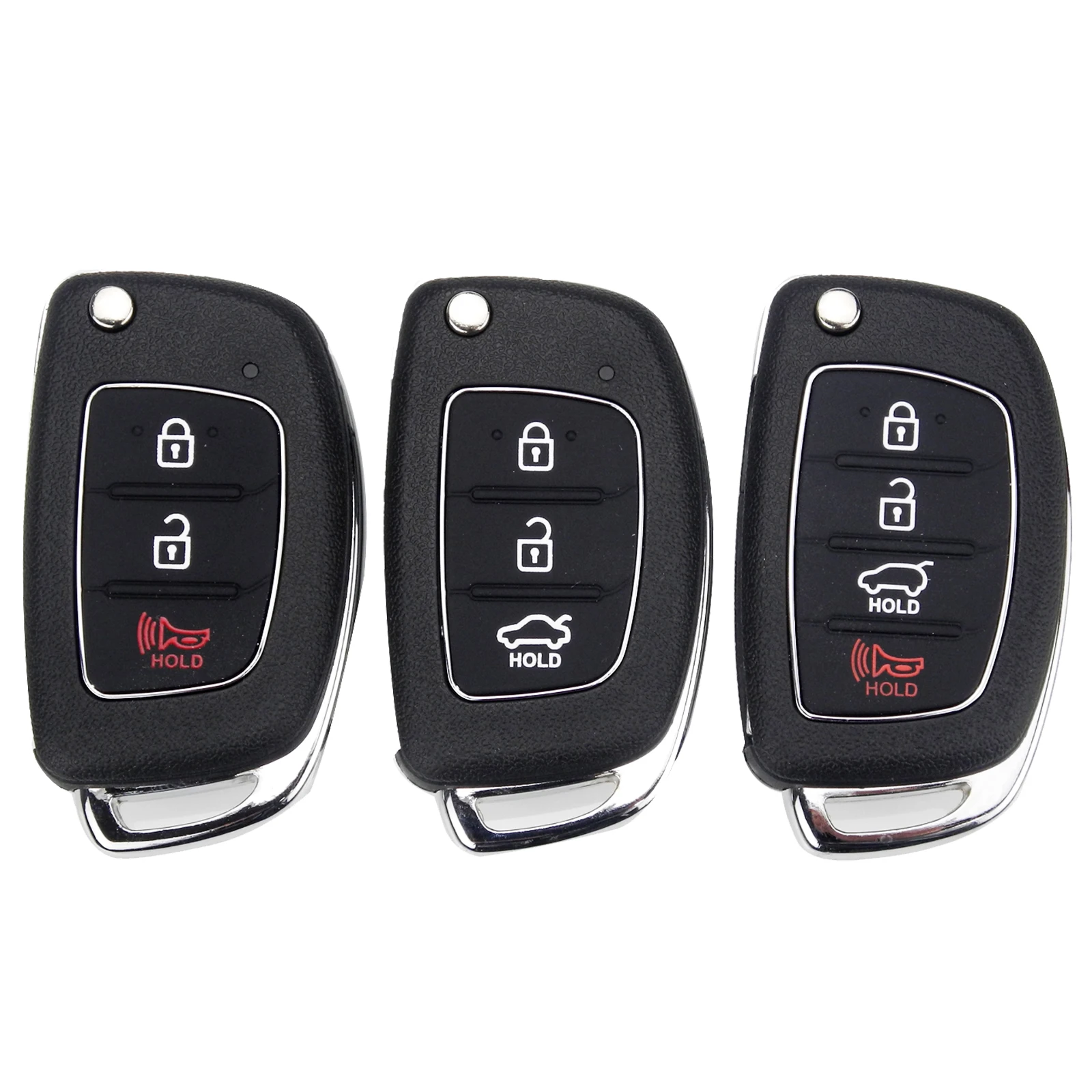 

jingyuqin 3/4 Buttons Remote Key Fob Car Key Case Shell For Hyundai IX35 i20 Uncut Key Blank Uncut Blade Replacement Styling