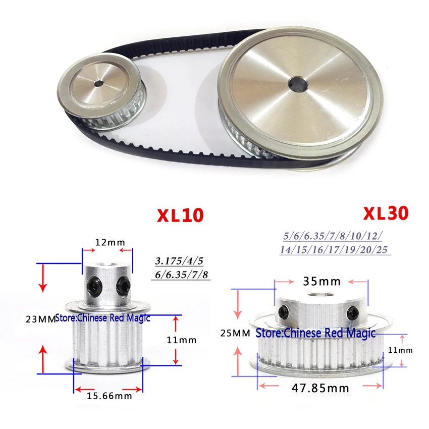 Timing-Belt-Pulley-XL-Reduction-3-1-30teeth-10teeth-shaft-center-distance-80mm-Engraving-machine-accessories (1)