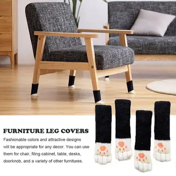 

4Pcs Chair Leg Caps Furniture Leg Covers Caps Pads Chair Socks Fancy Table & Chair Leg Protectors with Cute Cat Paws Design