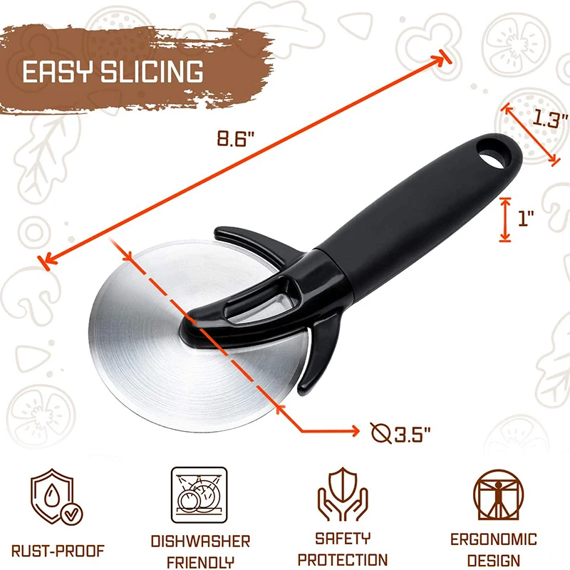 Professional Pizza Cutter Wheel Stainless Steel Blade Pizza Wheel Anti-Slip Handle Pastry Slicer For Pies Waffles Dough Cookies