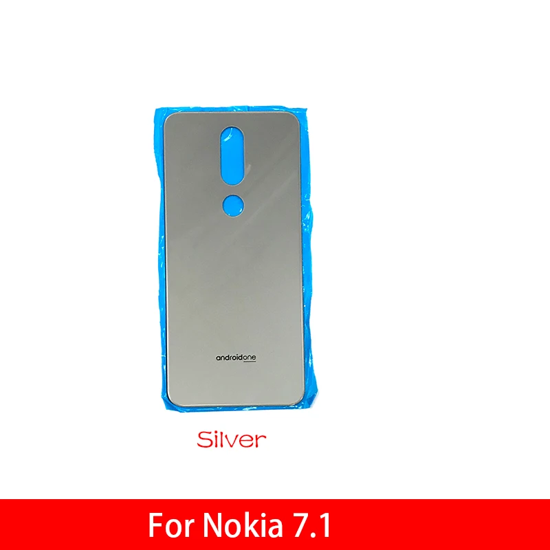 10 шт./лот, новинка для Nokia 7,1 батарея задняя крышка стекло задняя дверь замена корпуса - Цвет: Silver