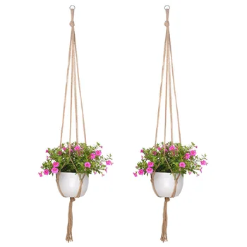 

Hot 4 Pcs Plant Hanger Jute Pot Holder Indoor Hemp Rope Hanging Planter Crafts D6