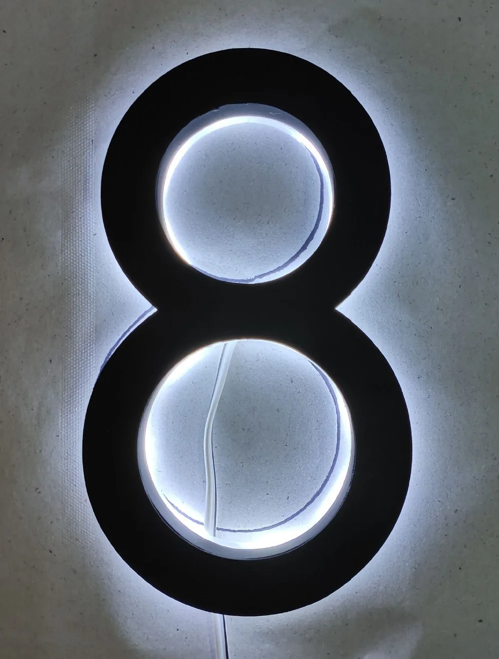 iluminado número de casa de aço inoxidável