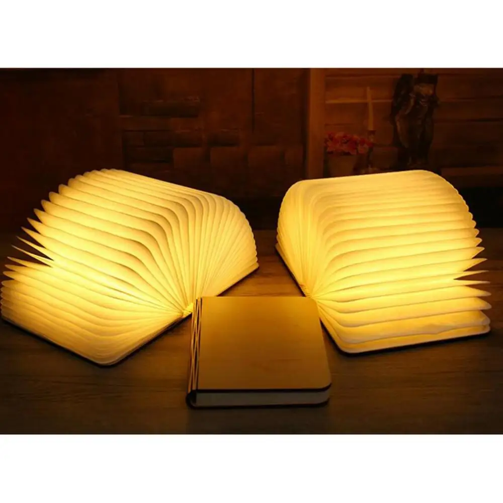 Wooden LED Page Turn Book Light Fashion Creative Book Eye Protection Night Light Reading