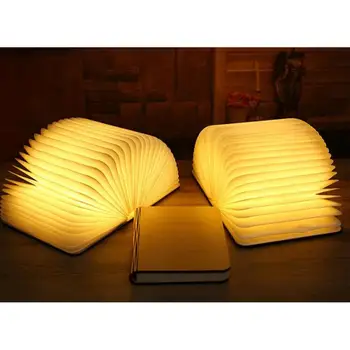 

Wooden LED Page Turn Book Light Fashion Creative Book Eye Protection Night Light Reading Wireless Portable White Maple Light
