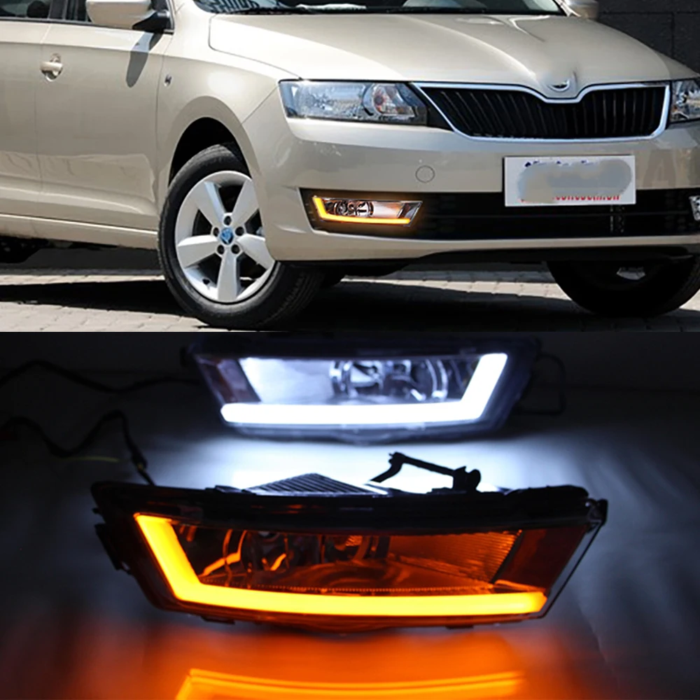 Автомобильная проблесковая 1 набор 12V светодиодный дневные ходовые огни для Skoda