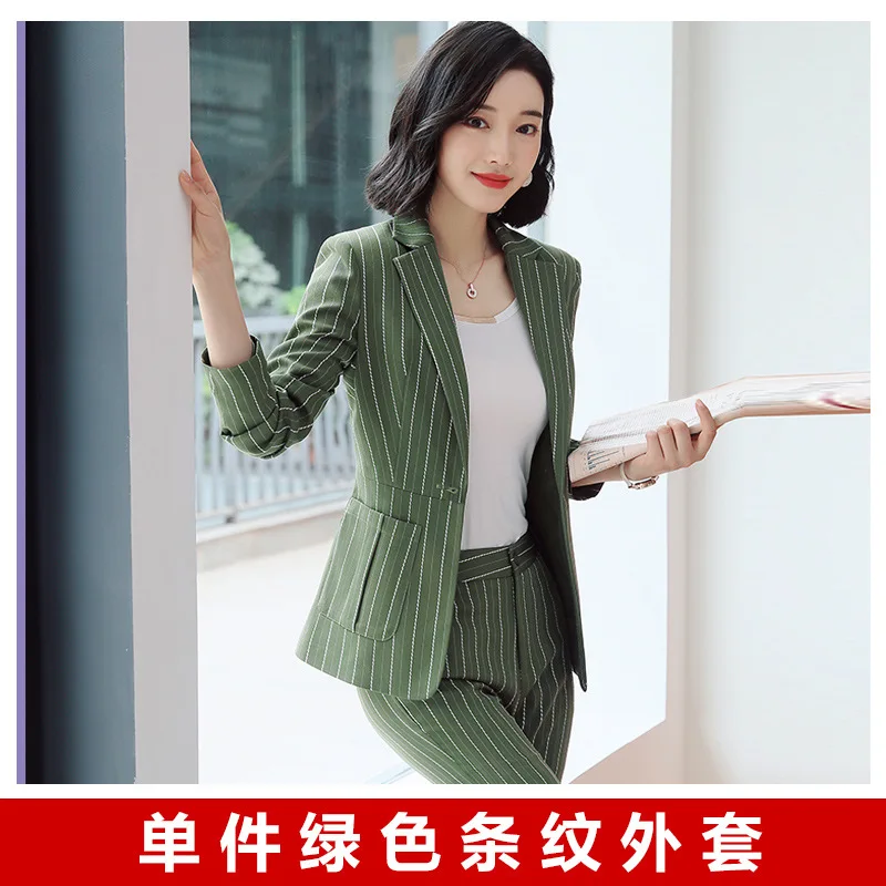 only jacket Женская одежда OL работа полосатый офис леди платье костюмы 2 из двух частей Наборы Элегантный женский Блейзер пиджак+ модные платья-футляр - Цвет: only jacket