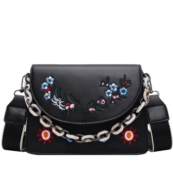 

The New Women's shoulder crossbody bag female flower embroidery handbag for women ladies shoulder bags envelope Satchel Purse PU
