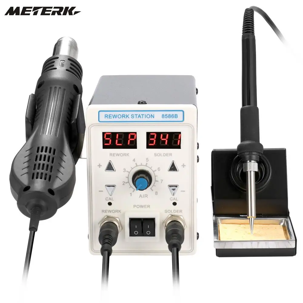 

Hot Air Machine Soldering Iron Dual Display 2 in 1 Multifunctional Rework Soldering Station Welding Set