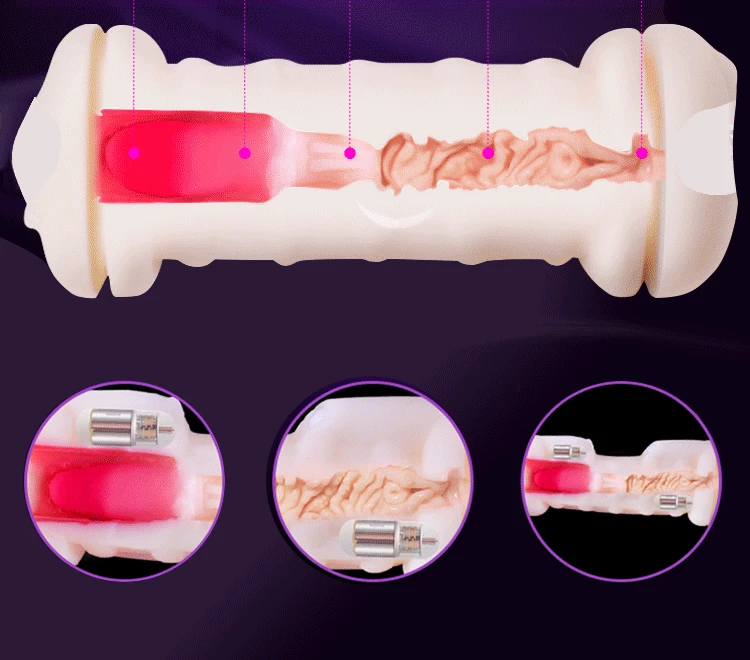 Male Masturbator Real Vagina Vibrator Deep Pocket Pussy Mouth Tongue Penis Stimulator Suck for Gay Magnetic Potential Sex Toys