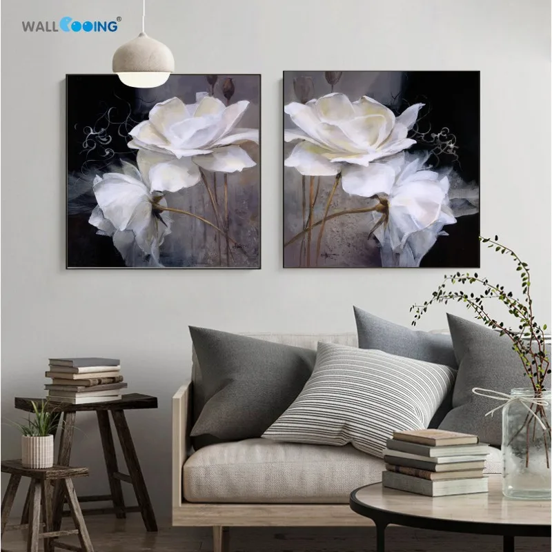 Белая Роза декоративная картина современная домашняя Настенная HD Печать на