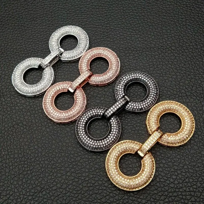 

Cubic Zircon Micro 8 shape clasp for necklace / bracelet 24x50mm gold plated