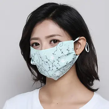 

Fashion Anti-dust Masks Ladies New Spring Summer Chiffon 21*12CM Flowers Pattern Elastic Ear Band Sunscreen Cool Breathable Mask