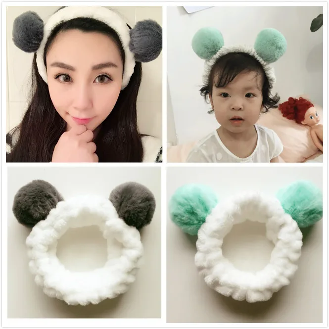 hair bow for ladies Headbands For Women Makeup Wash Face Hairbands Shower Head Wrap Girls Hair Accessories Cute Panda Ear Soft Fleece Head bands hairclips