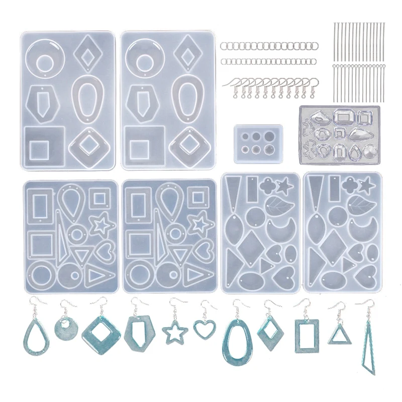 3 Pairs Earring Resin Molds with 2Pcs Stud Earring Jewelry Epoxy Resin