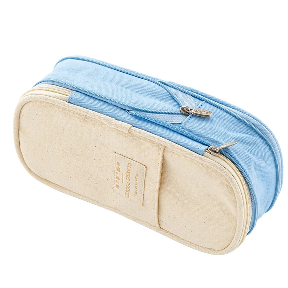 New Large Capacity Pencil Bag Makeup Pouch Durable Students Stationery Bag With Double Zipper Oxford Fabric Pencil Storage Bags