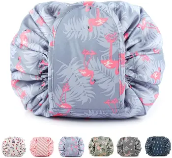 

Portable Lazy Drawstring Makeup Bag Travel Cosmetic Bag Pouch Toiletry Organizer Waterproof Large for Women and Girls