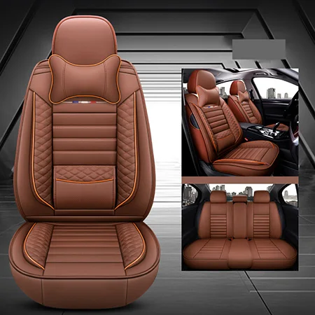Высокое из искусственной кожи сиденье автомобиля включает 5 мест для Mazda 3 2007 2008 2010 axela bk bl 323 - Название цвета: Coffee have 2 pillow