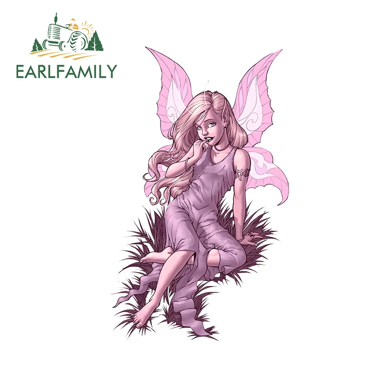 EARLFAMILY 13 см x 8 2 для Bashful Fairy In Purple автомобильные наклейки на бампер и окно