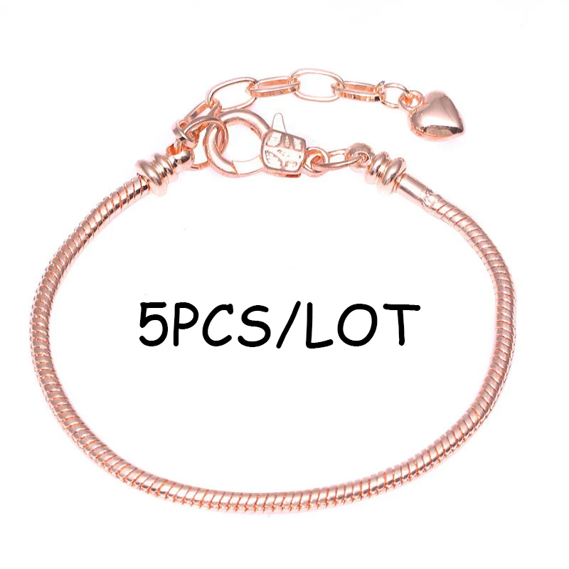 5pcs/lot Snake Chain Safety Clasp European Fine Bracelet Fit DIY Charm Bracelets & Bangles Jewelry For Women&Men Gift bracelet jewelry