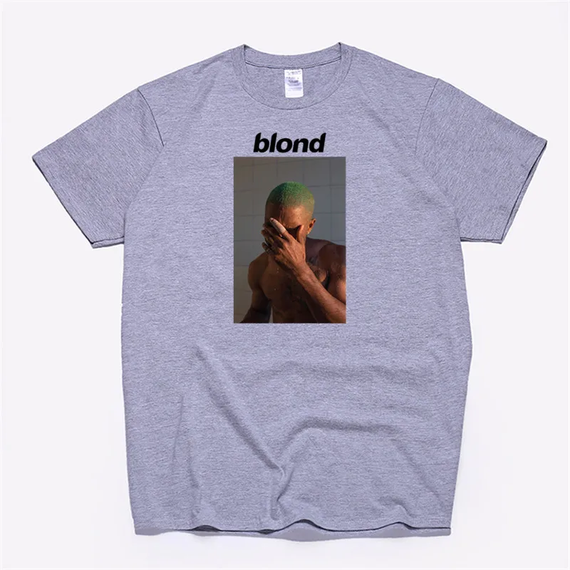 Мужская футболка Frank Ocean Blonde хип-хоп Rap, футболка унисекс, хлопок, футболка Homme Singer Harajuku, рубашка - Цвет: T99B-grey
