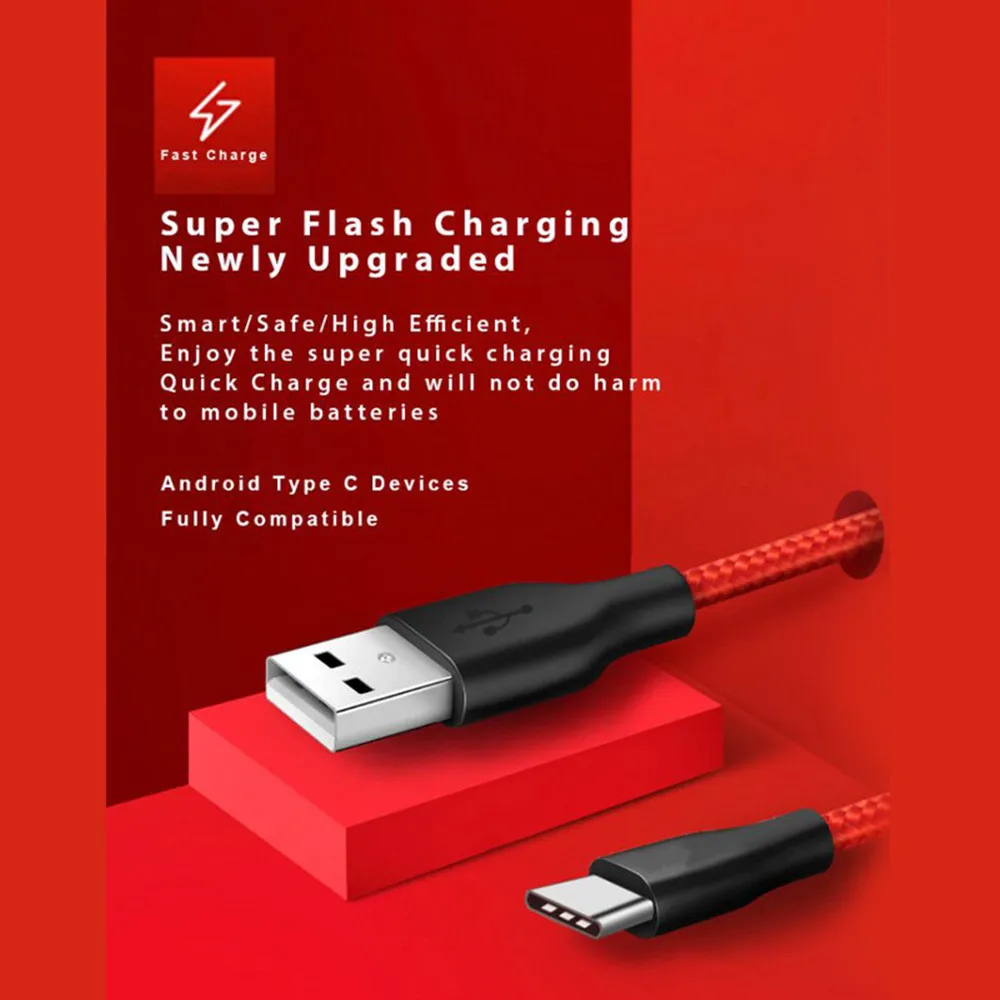 Usb type-C телефонный кабель для samsung S9 USB C кабель для Xiaomi Redmi Note 7 mi9 провод для быстрого заряда USB-C шнур для зарядки мобильного телефона