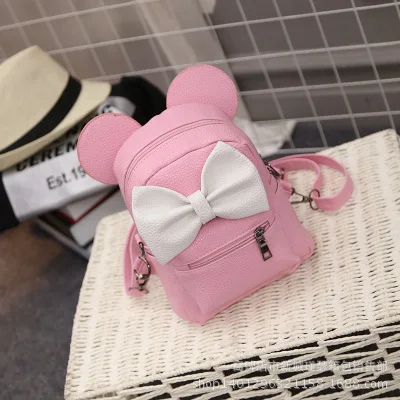Милый рюкзак с Микки Маусом, Женская мини-сумка, новинка, милые рюкзаки с ушками Микки Мауса для девочек, детские черные рюкзаки - Цвет: Розовый