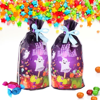 

50 Pcs Halloween Candy Plastic Bags Storage Pouches Candy Containers (Purple)