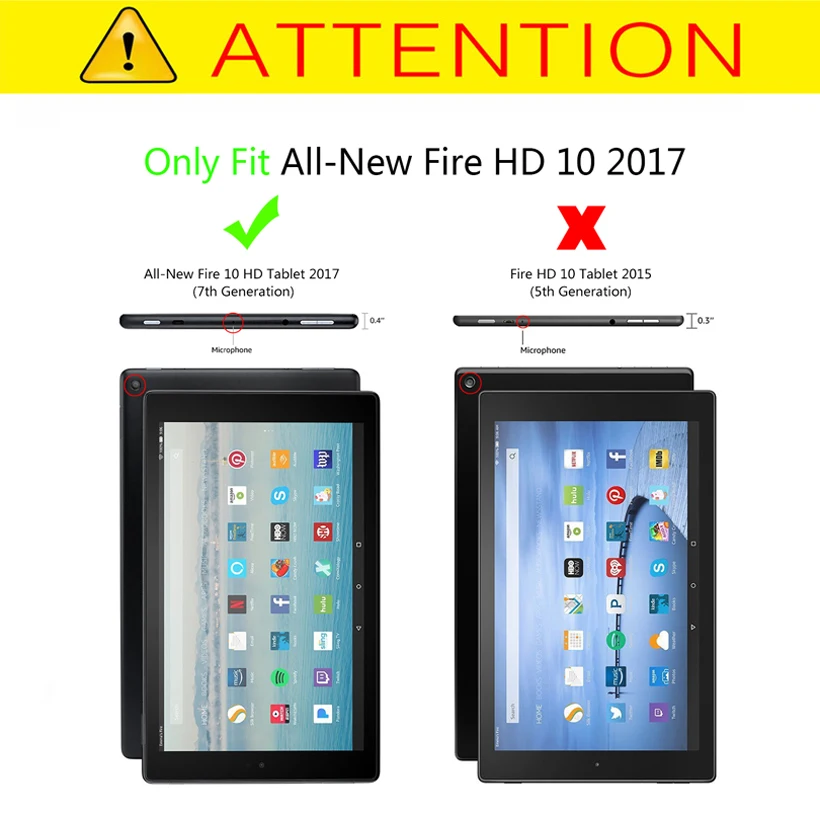 Магнитный чехол с функцией автоматического сна/пробуждения для Amazon Kindle Fire HD 10 10," планшет из искусственной кожи защитный чехол-подставка+ пленка+ ручка