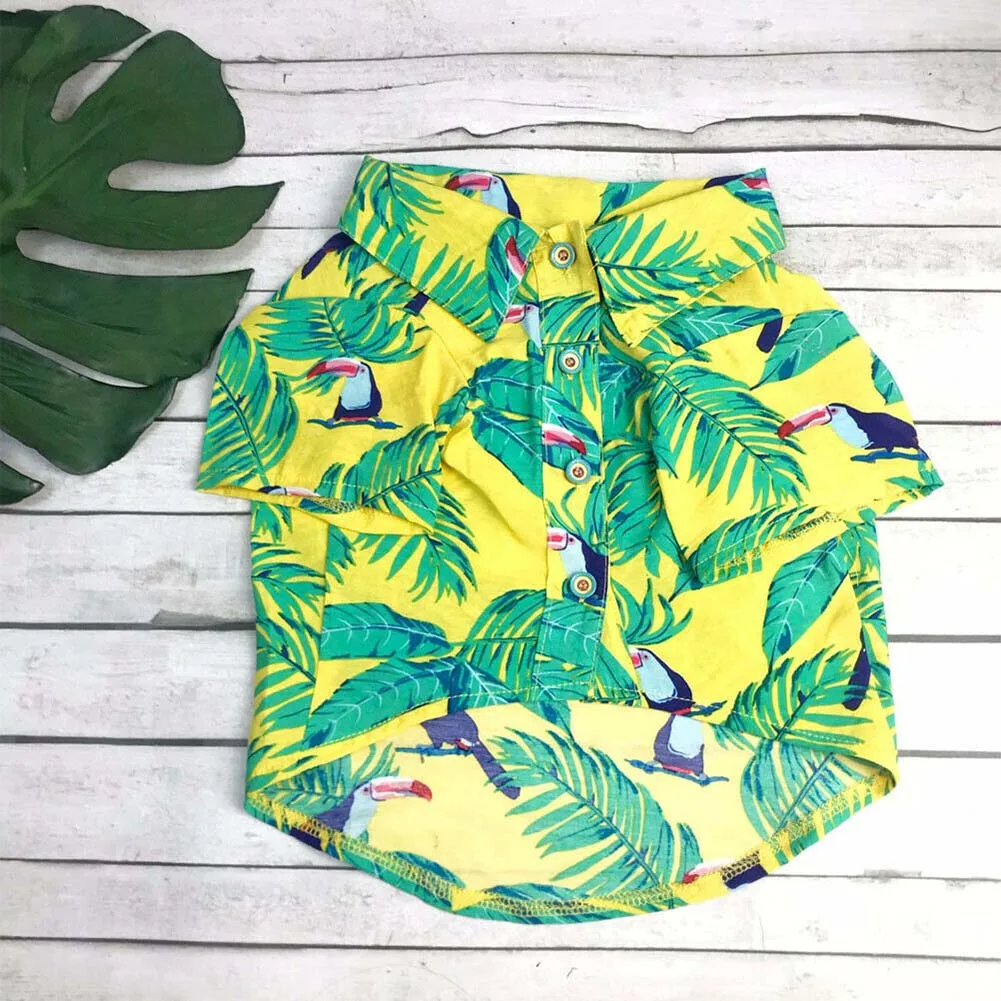 Floral Printed Breathable Dog Shirt Leisure Style Stylish Casual Soft Comfortable Pet Clothes Puppy Beach Summer Fashion Cat