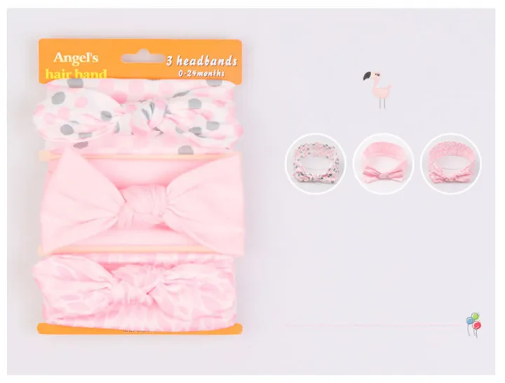 1   Fashion Cotton Bow Children's Hair Band Headwear Three Loaded Elastic Girls Headbands For Party Supplies ​​Gift To The Guests