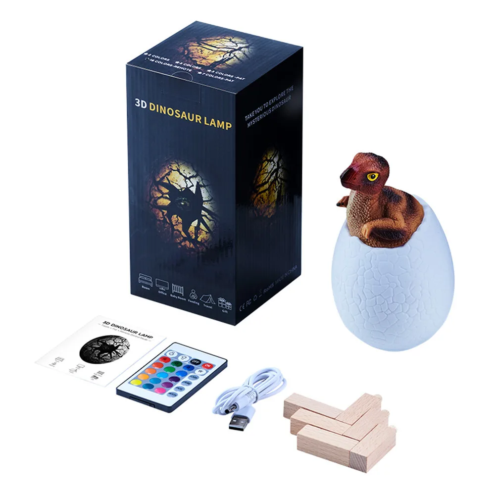 16RGB Dinosaur1 Lanpulux с пультом дистанционного управления, 3D ночник с динозавром, цветной светодиодный светильник для детей, маленьких мальчиков, настольная лампа с животными, подарок на день рождения - Испускаемый цвет: 16RGB Dinosaur1