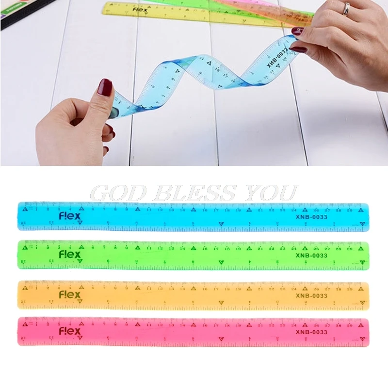 Regla suave de 30cm, regla Flexible multicolor, regla creativa de papelería, suministro escolar, envío rápido